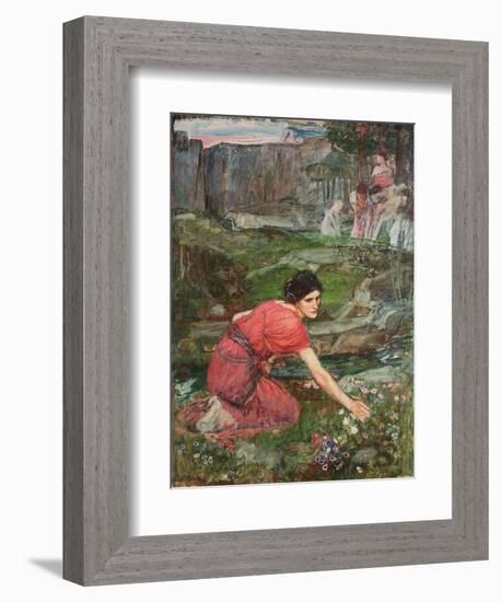 A Study: Maidens Picking Flowers by a Stream, C. 1909-1914-John William Waterhouse-Framed Giclee Print