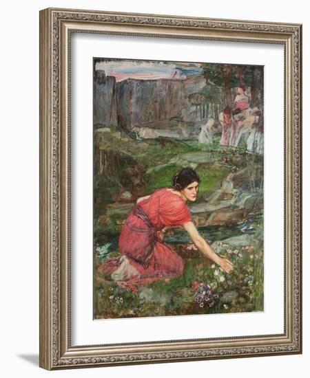 A Study: Maidens Picking Flowers by a Stream, C. 1909-1914-John William Waterhouse-Framed Giclee Print