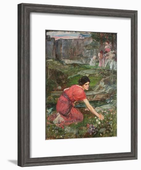 A Study: Maidens Picking Flowers by a Stream, C. 1909-1914-John William Waterhouse-Framed Giclee Print