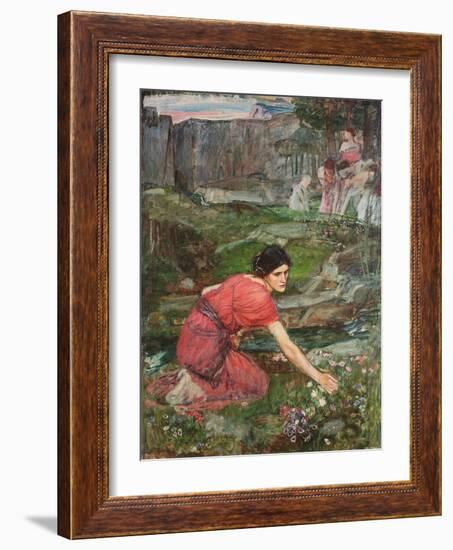 A Study: Maidens Picking Flowers by a Stream, C. 1909-1914-John William Waterhouse-Framed Giclee Print