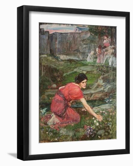 A Study: Maidens Picking Flowers by a Stream, C. 1909-1914-John William Waterhouse-Framed Giclee Print