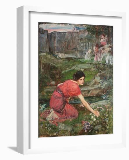 A Study: Maidens Picking Flowers by a Stream, C. 1909-1914-John William Waterhouse-Framed Giclee Print