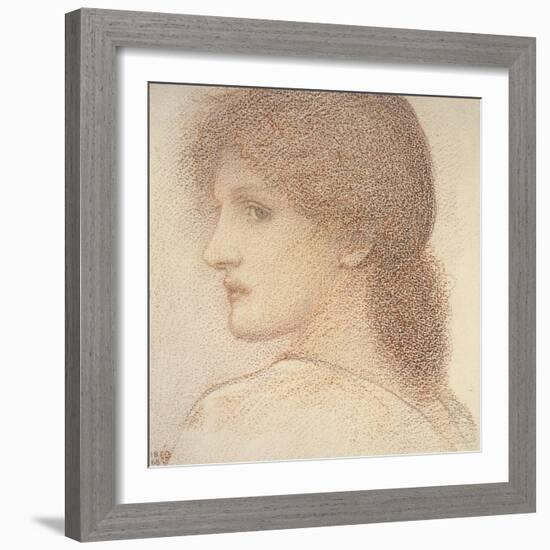 A Study of a Woman's Head, Turned to the Left, 1868 (Red Chalk on Paper)-Edward Burne-Jones-Framed Giclee Print