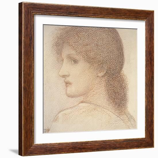 A Study of a Woman's Head, Turned to the Left, 1868 (Red Chalk on Paper)-Edward Burne-Jones-Framed Giclee Print