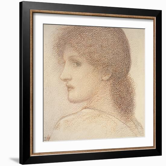 A Study of a Woman's Head, Turned to the Left, 1868 (Red Chalk on Paper)-Edward Burne-Jones-Framed Giclee Print