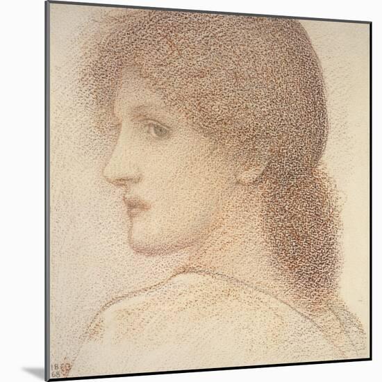 A Study of a Woman's Head, Turned to the Left, 1868 (Red Chalk on Paper)-Edward Burne-Jones-Mounted Giclee Print