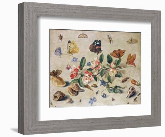 A Study of Flowers and Insects-Jan Van, The Elder Kessel-Framed Giclee Print