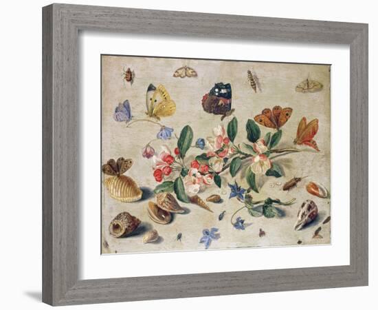 A Study of Flowers and Insects-Jan Van, The Elder Kessel-Framed Giclee Print