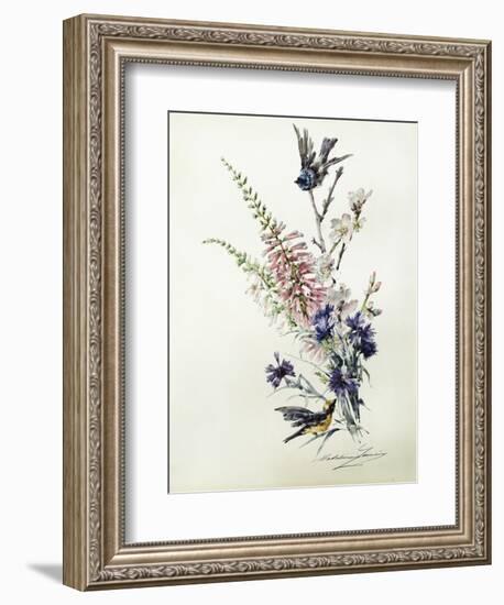 A Study of Heather, Cornflower, and Blossom-Madeleine Lemaire-Framed Giclee Print