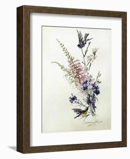 A Study of Heather, Cornflower, and Blossom-Madeleine Lemaire-Framed Giclee Print