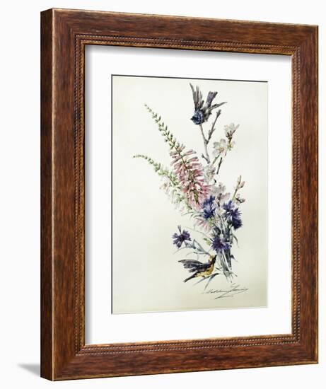 A Study of Heather, Cornflower, and Blossom-Madeleine Lemaire-Framed Giclee Print