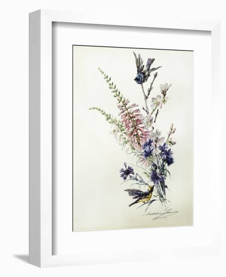 A Study of Heather, Cornflower, and Blossom-Madeleine Lemaire-Framed Giclee Print