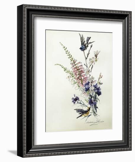 A Study of Heather, Cornflower, and Blossom-Madeleine Lemaire-Framed Giclee Print