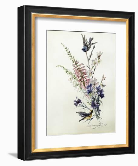 A Study of Heather, Cornflower, and Blossom-Madeleine Lemaire-Framed Giclee Print