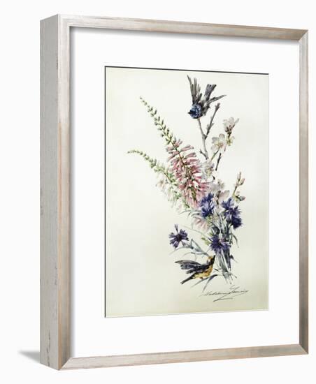 A Study of Heather, Cornflower, and Blossom-Madeleine Lemaire-Framed Giclee Print