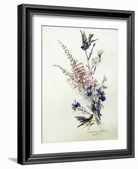 A Study of Heather, Cornflower, and Blossom-Madeleine Lemaire-Framed Giclee Print