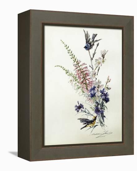 A Study of Heather, Cornflower, and Blossom-Madeleine Lemaire-Framed Premier Image Canvas