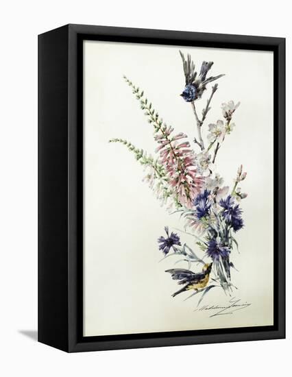 A Study of Heather, Cornflower, and Blossom-Madeleine Lemaire-Framed Premier Image Canvas