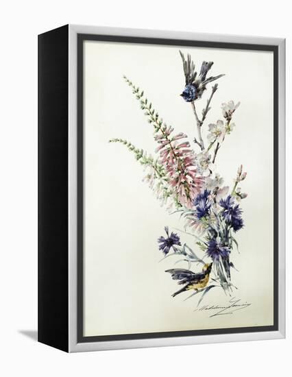 A Study of Heather, Cornflower, and Blossom-Madeleine Lemaire-Framed Premier Image Canvas