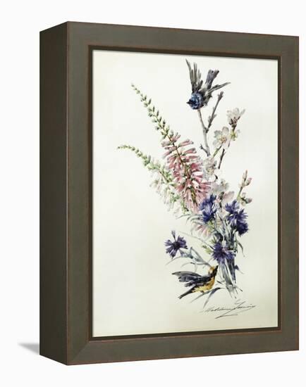 A Study of Heather, Cornflower, and Blossom-Madeleine Lemaire-Framed Premier Image Canvas