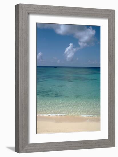 A Stunning Beach View of Grand Turk Turks and Caicos Islands with Golden Sands and Bright Blue Sea-Natalie Tepper-Framed Photo