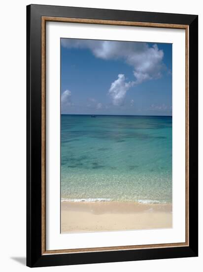 A Stunning Beach View of Grand Turk Turks and Caicos Islands with Golden Sands and Bright Blue Sea-Natalie Tepper-Framed Photo