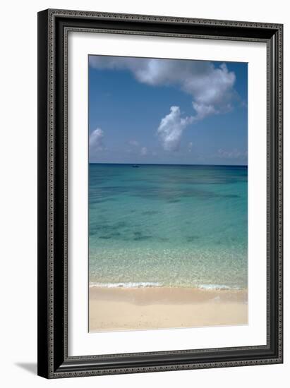 A Stunning Beach View of Grand Turk Turks and Caicos Islands with Golden Sands and Bright Blue Sea-Natalie Tepper-Framed Photo