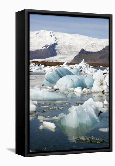 A Stunning Landscape of a Lagoon in Iceland with Ice Cold Water and Small Icebergs-Natalie Tepper-Framed Stretched Canvas