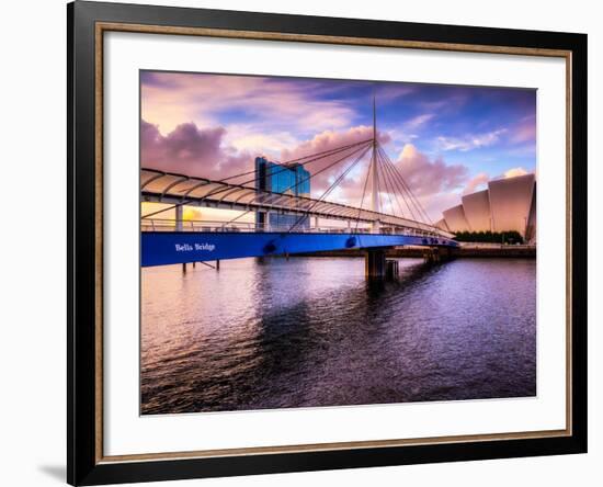 A Stunning Sunset over Bells Bridge, Glasgow, Scotland, United Kingdom, Europe-Jim Nix-Framed Photographic Print