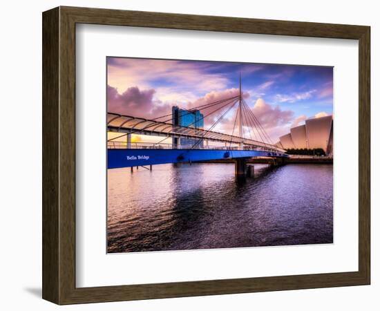 A Stunning Sunset over Bells Bridge, Glasgow, Scotland, United Kingdom, Europe-Jim Nix-Framed Photographic Print