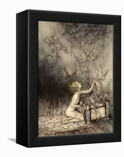 A Sudden Swarm of Winged Creatures Brushed Past Her-Arthur Rackham-Framed Premier Image Canvas