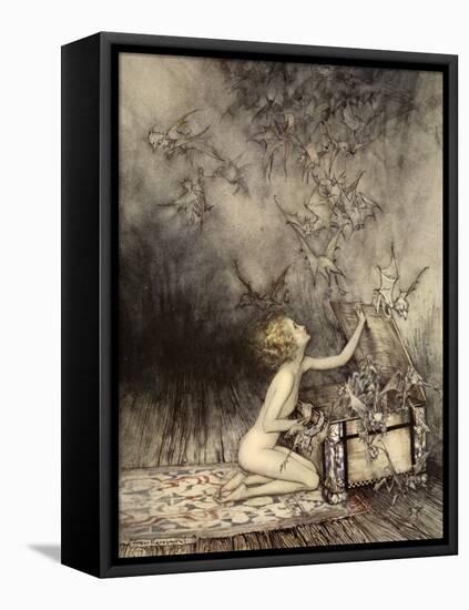 A Sudden Swarm of Winged Creatures Brushed Past Her-Arthur Rackham-Framed Premier Image Canvas