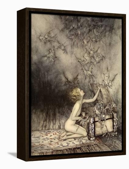 A Sudden Swarm of Winged Creatures Brushed Past Her-Arthur Rackham-Framed Premier Image Canvas