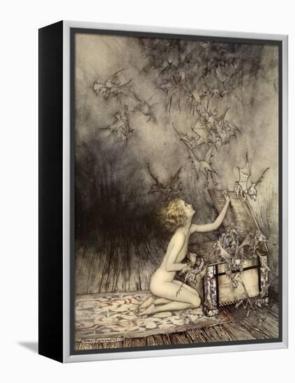 A Sudden Swarm of Winged Creatures Brushed Past Her-Arthur Rackham-Framed Premier Image Canvas