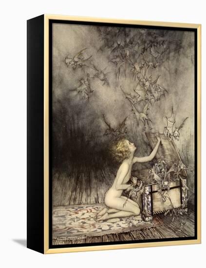 A Sudden Swarm of Winged Creatures Brushed Past Her-Arthur Rackham-Framed Premier Image Canvas