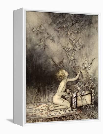 A Sudden Swarm of Winged Creatures Brushed Past Her-Arthur Rackham-Framed Premier Image Canvas