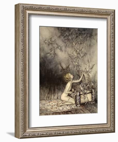 A Sudden Swarm of Winged Creatures Brushed Past Her-Arthur Rackham-Framed Giclee Print