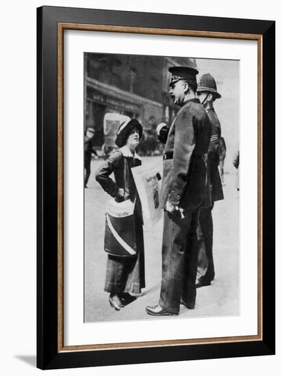 A Suffragette Confronting Two Policemen, 1913-Sport & General-Framed Giclee Print