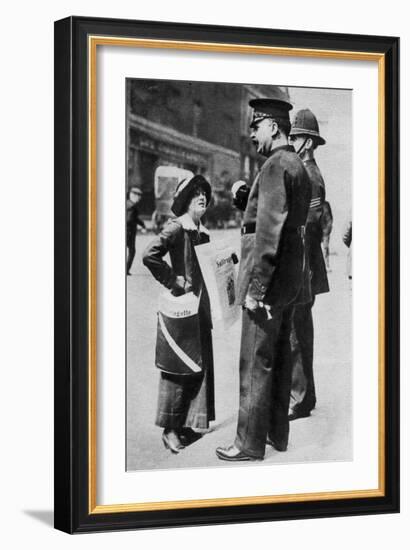 A Suffragette Confronting Two Policemen, 1913-Sport & General-Framed Giclee Print