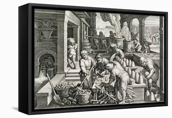A Sugar Mill and the Production of Sugar Loaves, Plate 14 from 'Nova Reperta' (New Discoveries)-Jan van der Straet-Framed Premier Image Canvas