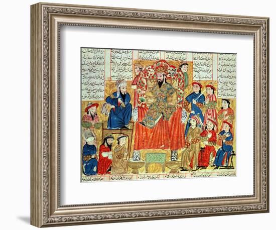 A Sultan and His Court, Illustration from the "Shahnama", by Abu"L-Qasim Manur Firdawsi circa 1330-null-Framed Giclee Print