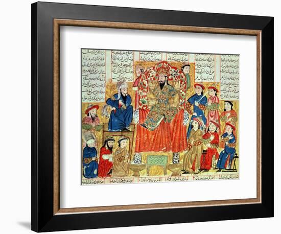 A Sultan and His Court, Illustration from the "Shahnama", by Abu"L-Qasim Manur Firdawsi circa 1330-null-Framed Giclee Print