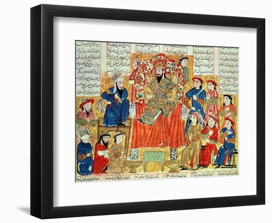 A Sultan and His Court, Illustration from the "Shahnama", by Abu"L-Qasim Manur Firdawsi circa 1330--Framed Giclee Print