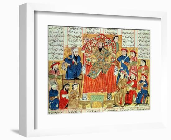 A Sultan and His Court, Illustration from the "Shahnama", by Abu"L-Qasim Manur Firdawsi circa 1330--Framed Giclee Print