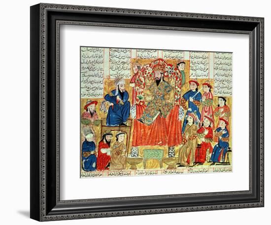 A Sultan and His Court, Illustration from the "Shahnama", by Abu"L-Qasim Manur Firdawsi circa 1330-null-Framed Giclee Print