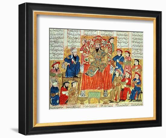 A Sultan and His Court, Illustration from the "Shahnama", by Abu"L-Qasim Manur Firdawsi circa 1330-null-Framed Giclee Print