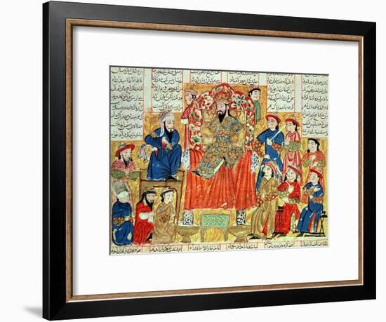 A Sultan and His Court, Illustration from the "Shahnama", by Abu"L-Qasim Manur Firdawsi circa 1330-null-Framed Giclee Print