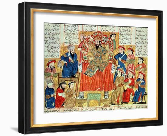 A Sultan and His Court, Illustration from the "Shahnama", by Abu"L-Qasim Manur Firdawsi circa 1330-null-Framed Giclee Print