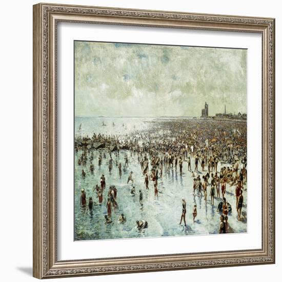 A Summer Afternoon at Coney Island, 1934 (Oil on Canvas)-Harry Herman Roseland-Framed Giclee Print