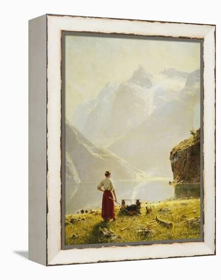 A Summer Day on a Norwegian Fjord-Hans Dahl-Framed Premier Image Canvas